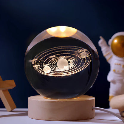 3D Engraved Planet Crystal Ball LED Desk Night Light