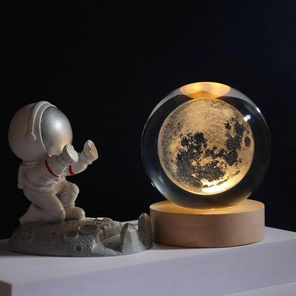3D Engraved Planet Crystal Ball LED Desk Night Light