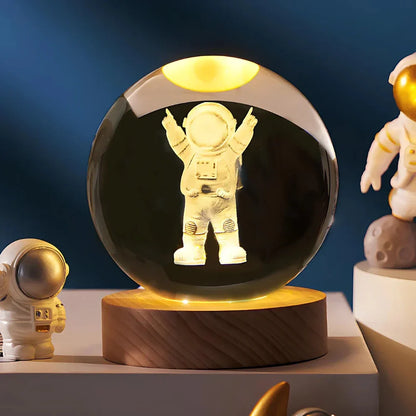 3D Engraved Planet Crystal Ball LED Desk Night Light