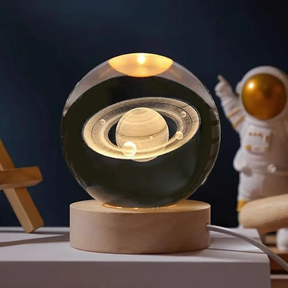 3D Engraved Planet Crystal Ball LED Desk Night Light
