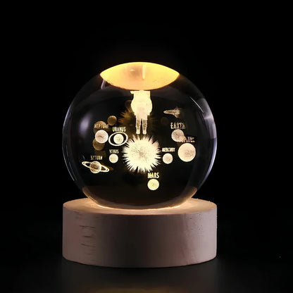 3D Engraved Planet Crystal Ball LED Desk Night Light