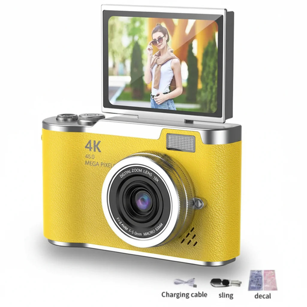 4K Digital Camera with Flip Screen, 48MP Resolution, 8X Zoom, Compact Photo & Video Recorder