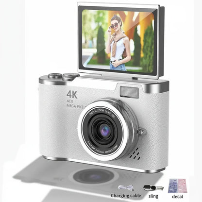 4K Digital Camera with Flip Screen, 48MP Resolution, 8X Zoom, Compact Photo & Video Recorder