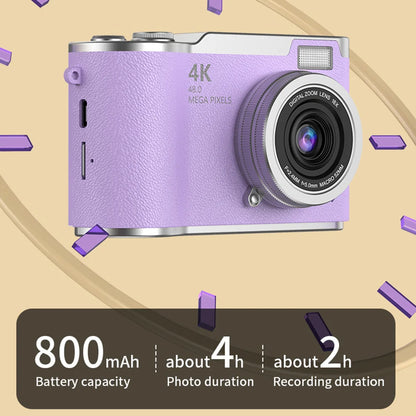4K Digital Camera with Flip Screen, 48MP Resolution, 8X Zoom, Compact Photo & Video Recorder