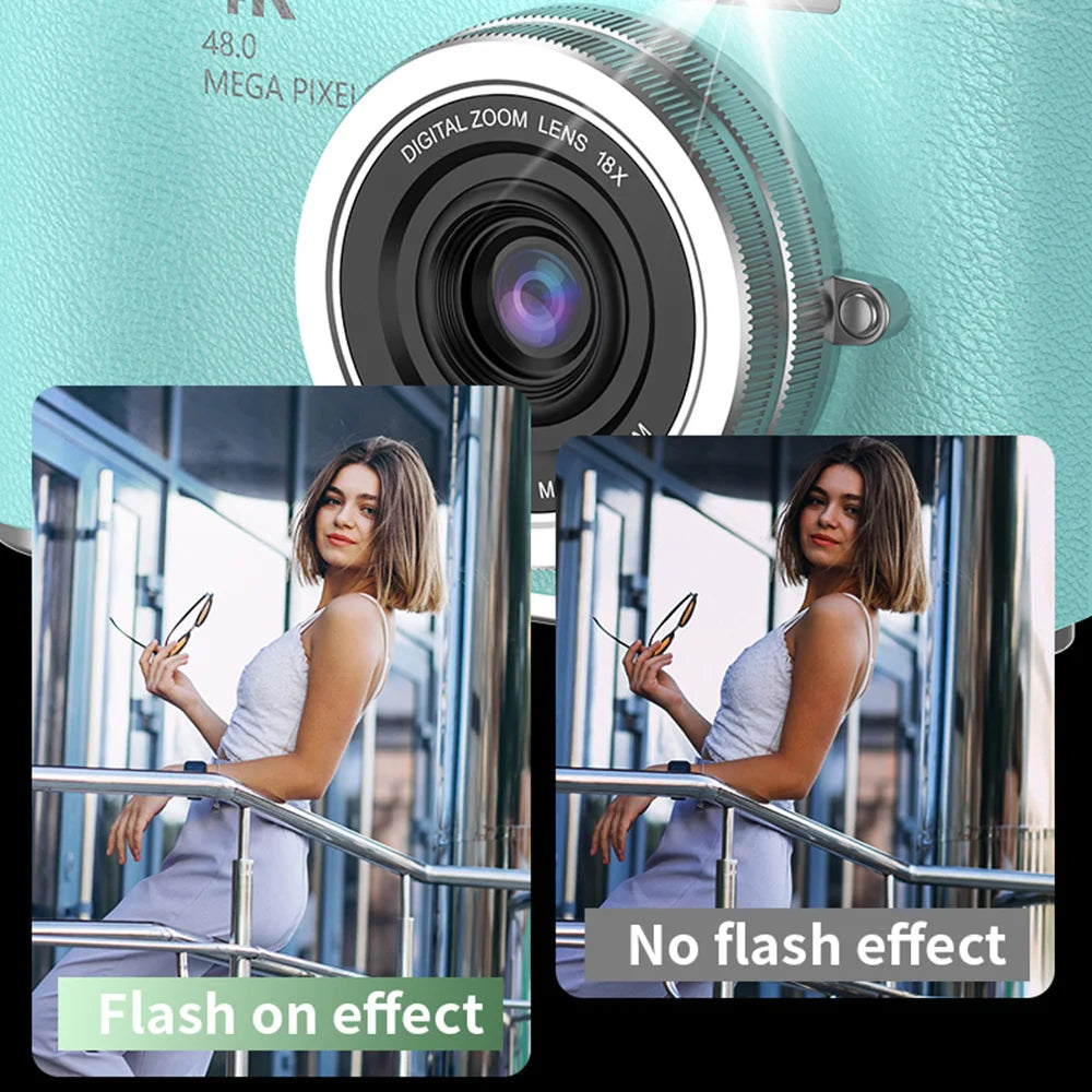 4K Digital Camera with Flip Screen, 48MP Resolution, 8X Zoom, Compact Photo & Video Recorder
