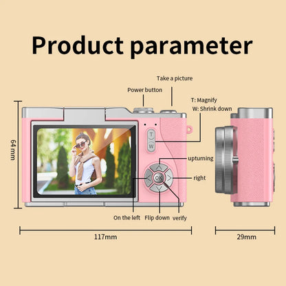 4K Digital Camera with Flip Screen, 48MP Resolution, 8X Zoom, Compact Photo & Video Recorder