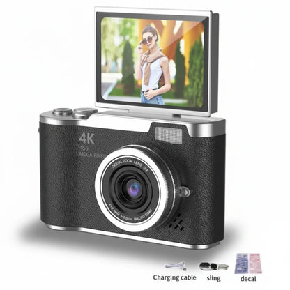 4K Digital Camera with Flip Screen, 48MP Resolution, 8X Zoom, Compact Photo & Video Recorder
