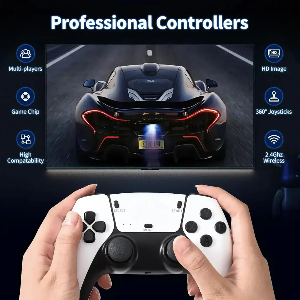 4K Retro Wireless Gaming Console Stick with Controllers