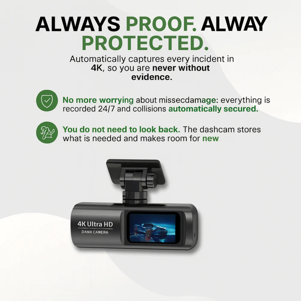 4K Ultra HD WiFi Dash Camera with GPS and Night Vision for Vehicles