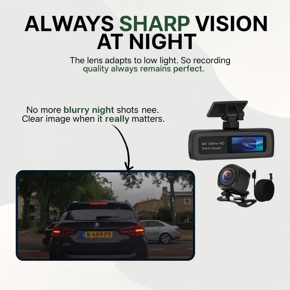 4K Ultra HD WiFi Dash Camera with GPS and Night Vision for Vehicles