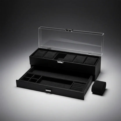 6-Slot Watch Organizer Storage Box with Drawer - Mother's Day Gift Case