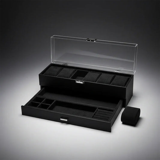 6-Slot Watch Organizer Storage Box with Drawer - Mother's Day Gift Case