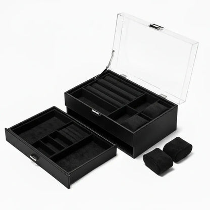 6-Slot Watch Organizer Storage Box with Drawer - Mother's Day Gift Case