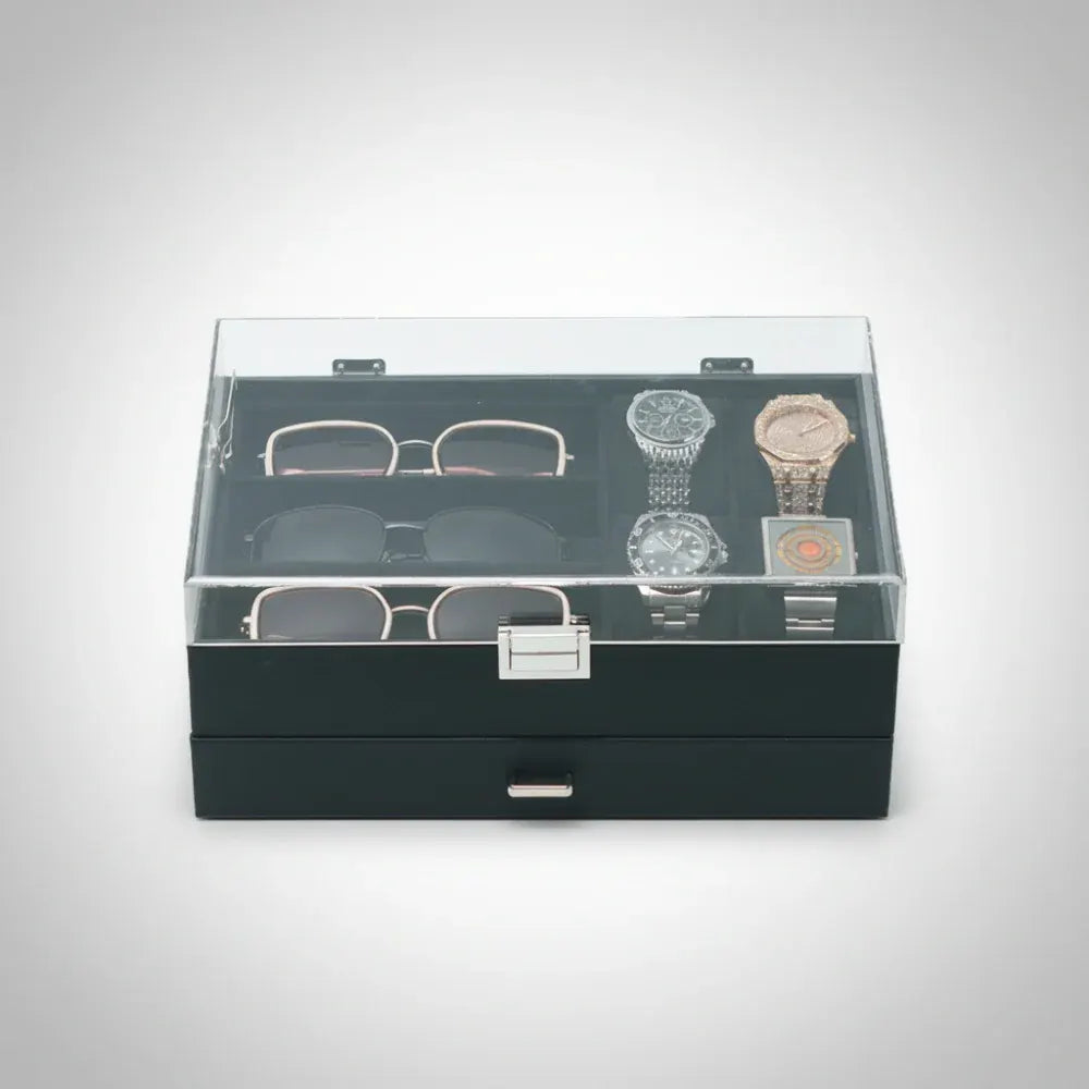 6-Slot Watch Organizer Storage Box with Drawer - Mother's Day Gift Case