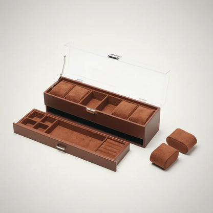 6-Slot Watch Organizer Storage Box with Drawer - Mother's Day Gift Case