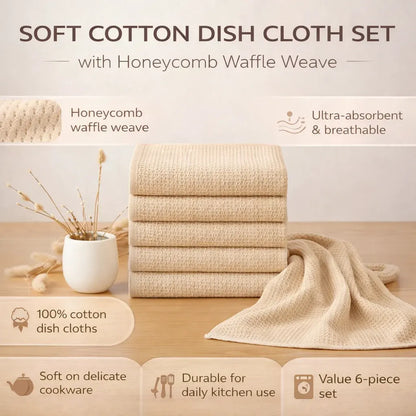 Absorbent Honeycomb Waffle Weave Cotton Dish Cloth Set