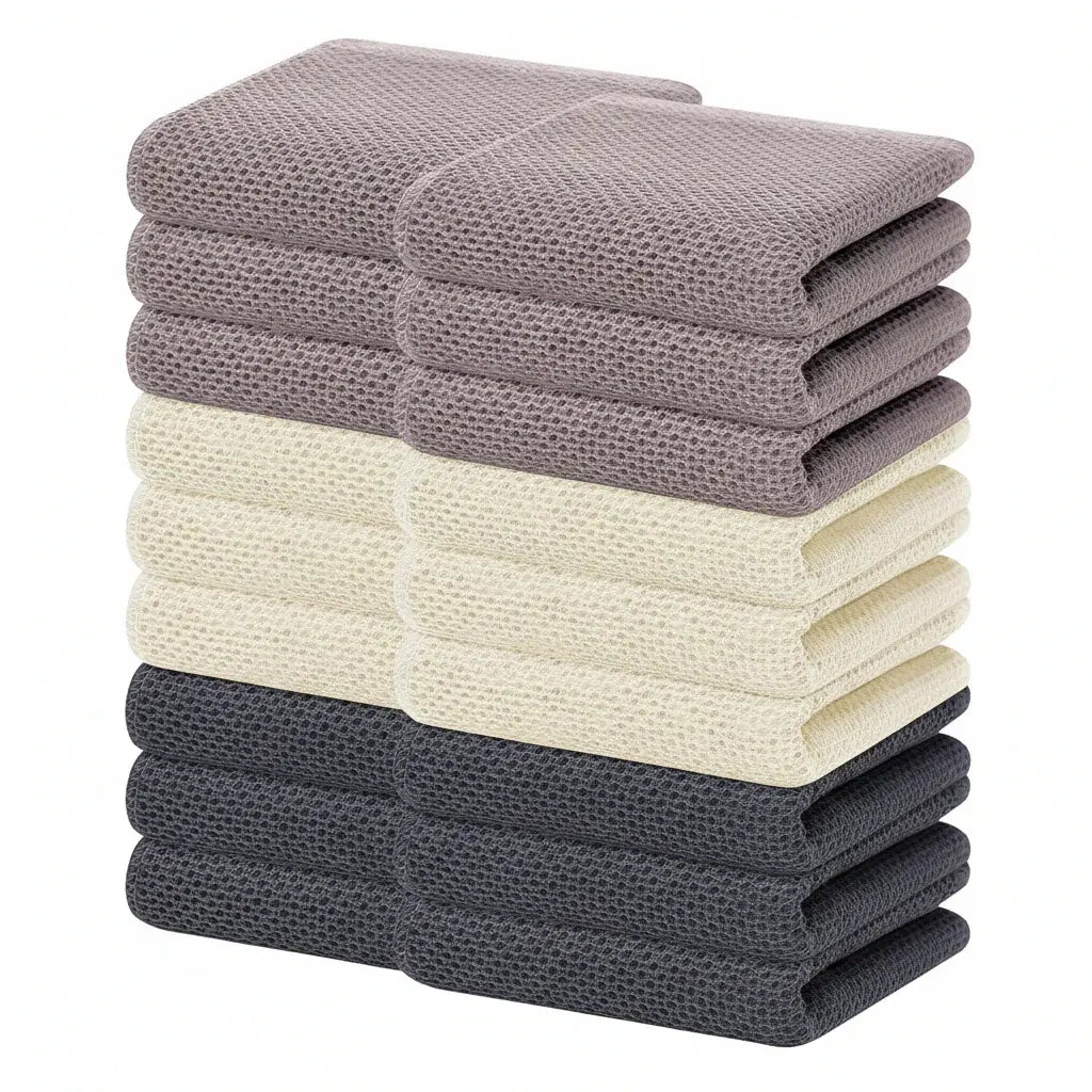 Absorbent Honeycomb Waffle Weave Cotton Dish Cloth Set