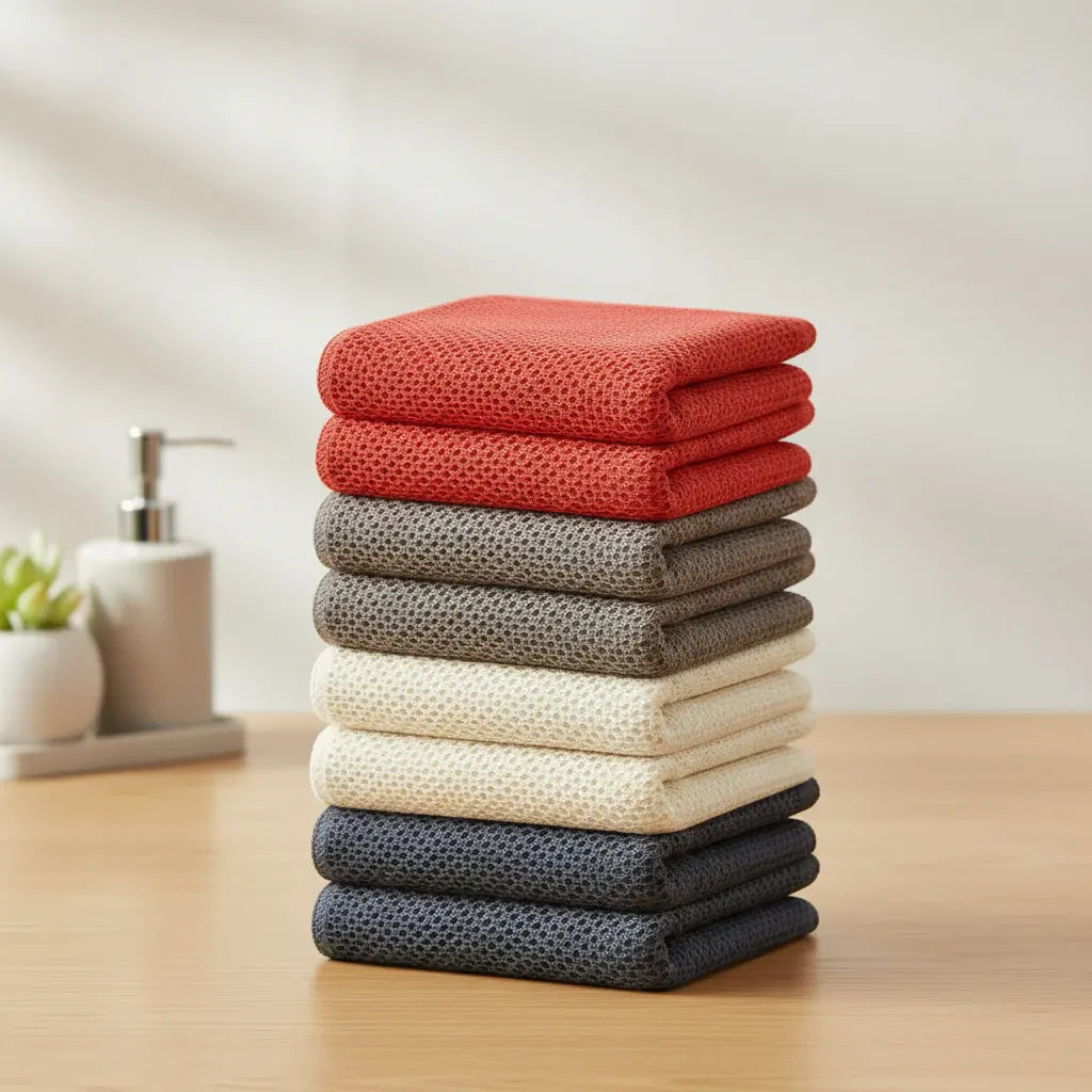 Absorbent Honeycomb Waffle Weave Cotton Dish Cloth Set