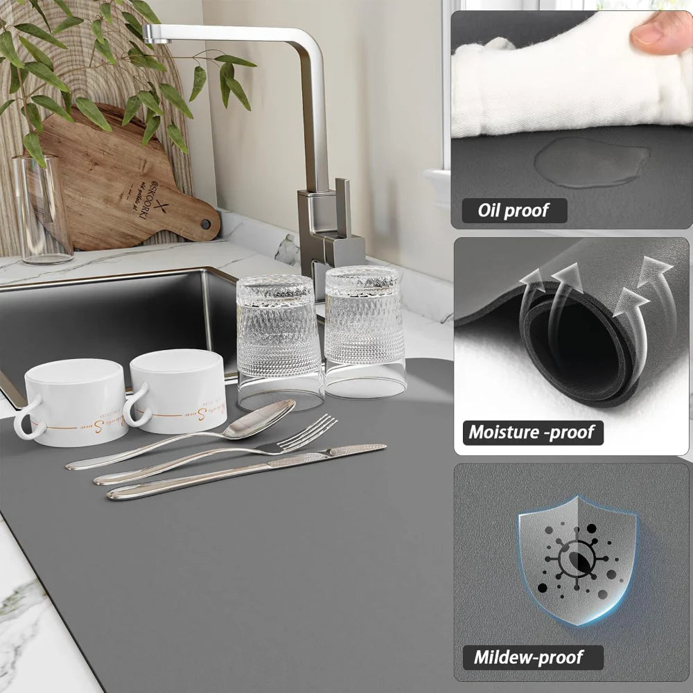 Absorbent Kitchen Counter Drying Mat for Dishes