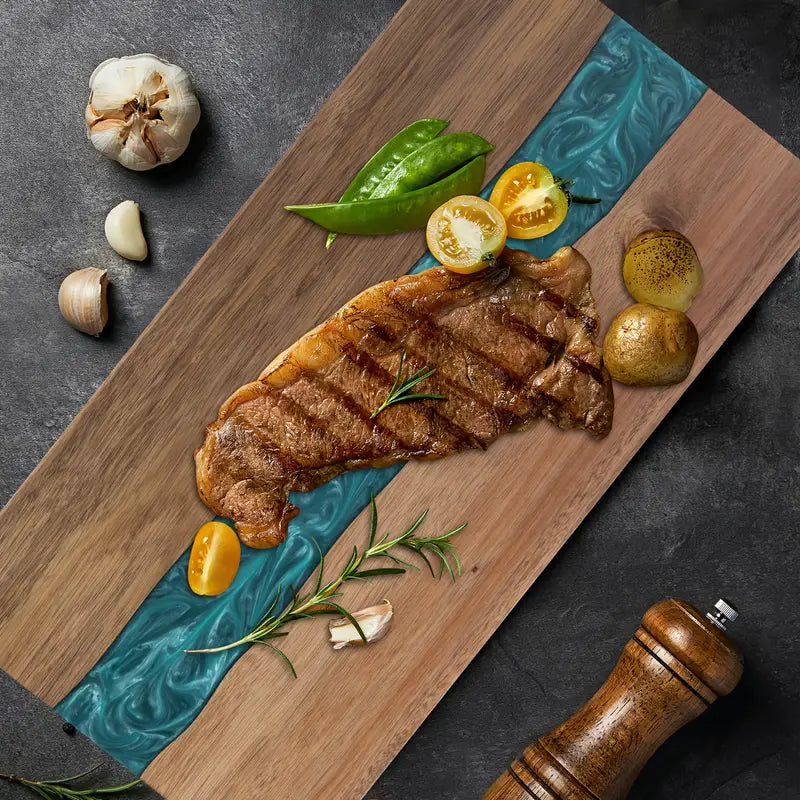 Acacia Wood Charcuterie & Cheese Board with Resin River Design
