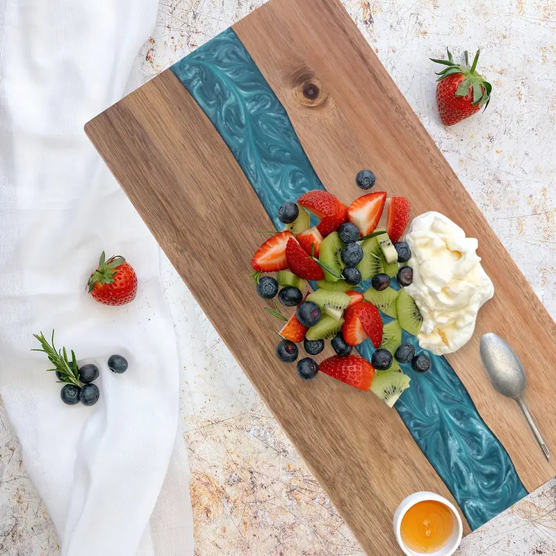 Acacia Wood Charcuterie & Cheese Board with Resin River Design
