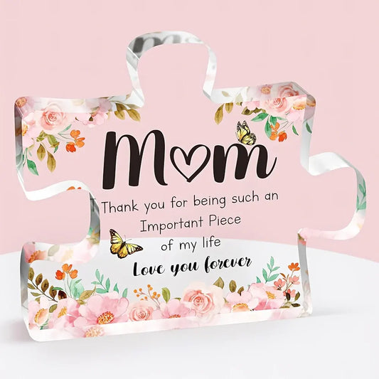 Acrylic Puzzle-Shape Keepsake Plaque for Mother's Day Gift