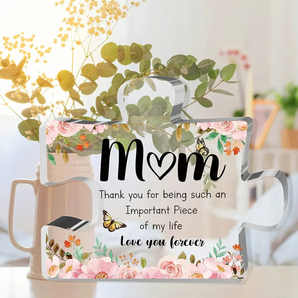 Acrylic Puzzle-Shape Keepsake Plaque for Mother's Day Gift