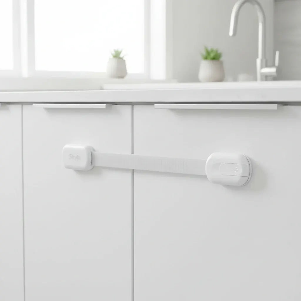 Adhesive Baby Proofing Strap Locks for Cabinet Doors and Drawers