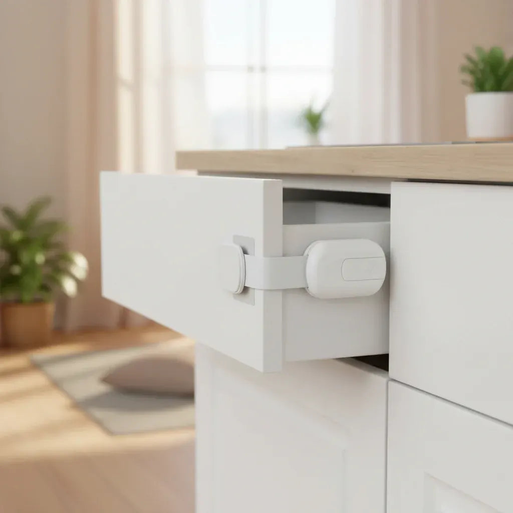 Adhesive Baby Proofing Strap Locks for Cabinet Doors and Drawers