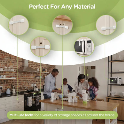 Adhesive Baby Proofing Strap Locks for Cabinet Doors and Drawers