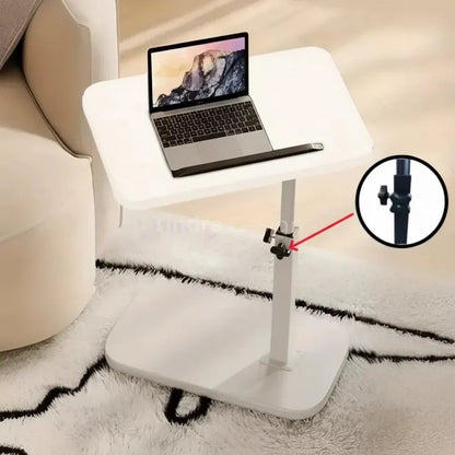 Adjustable C-Shaped Sofa Side Table with Walnut Finish for Laptop Use