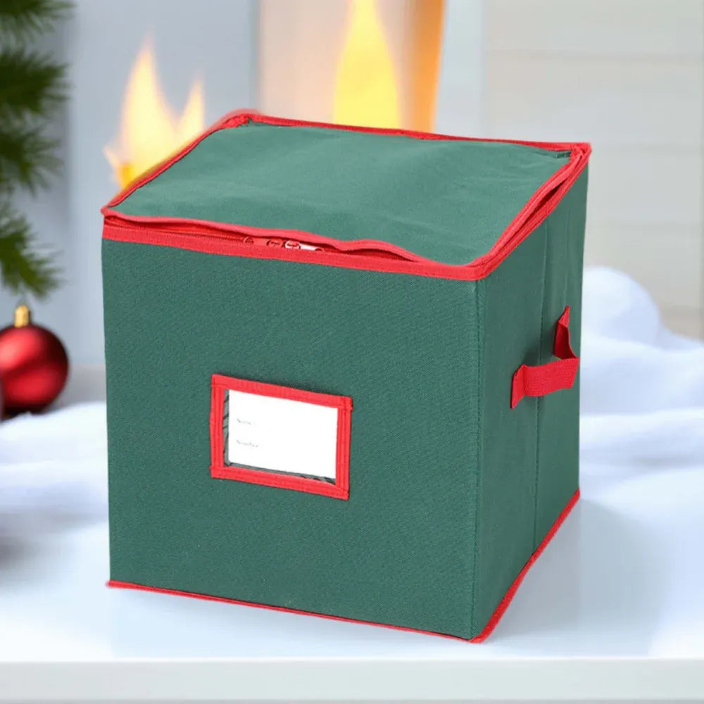 Adjustable Divider Christmas Ornament Storage Container with Clear Viewing Window