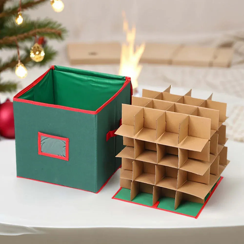 Adjustable Divider Christmas Ornament Storage Container with Clear Viewing Window