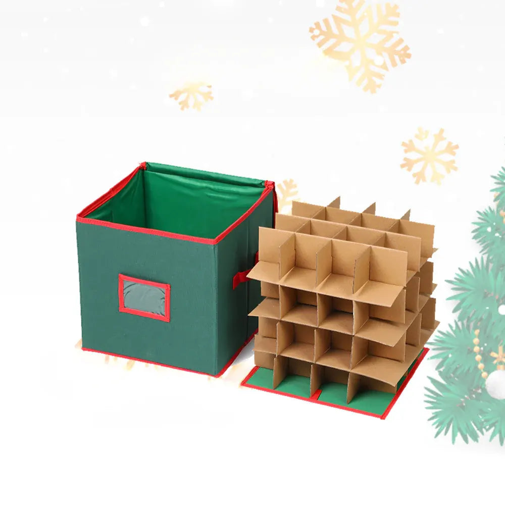 Adjustable Divider Christmas Ornament Storage Container with Clear Viewing Window