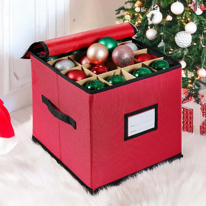 Adjustable Divider Christmas Ornament Storage Container with Clear Viewing Window
