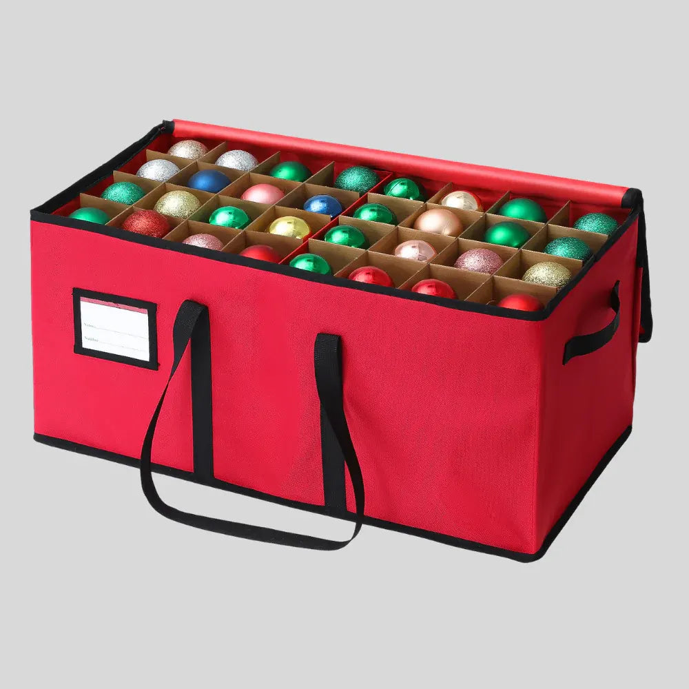 Adjustable Divider Christmas Ornament Storage Container with Clear Viewing Window