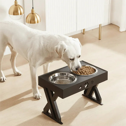 Adjustable Elevated Pet Feeder Stand with Dog Bowls