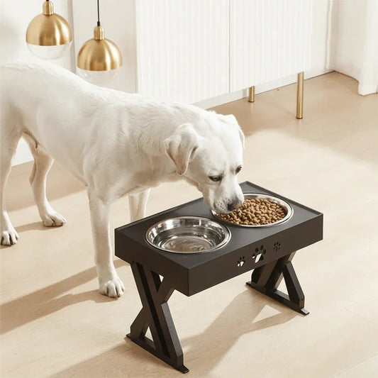 Adjustable Elevated Pet Feeder Stand with Dog Bowls