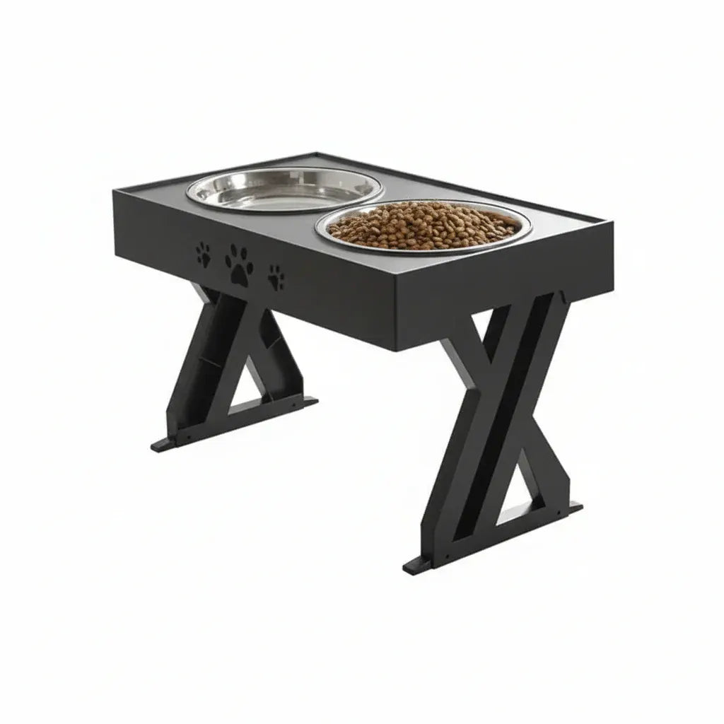 Adjustable Elevated Pet Feeder Stand with Dog Bowls