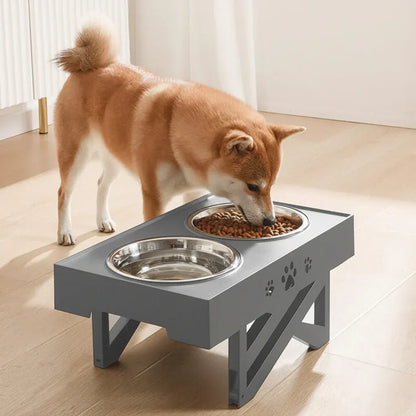 Adjustable Elevated Pet Feeder Stand with Dog Bowls