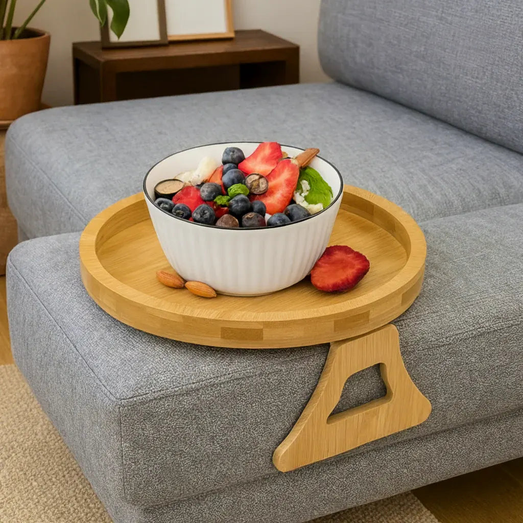 Adjustable Folding Armrest Tray Table for Sofa and Couch