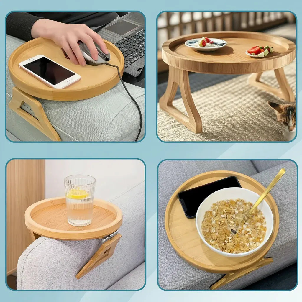 Adjustable Folding Armrest Tray Table for Sofa and Couch