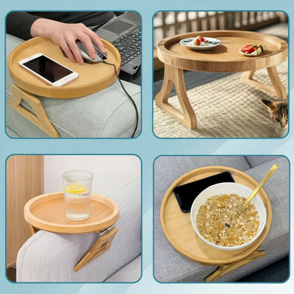 Adjustable Folding Armrest Tray Table for Sofa and Couch