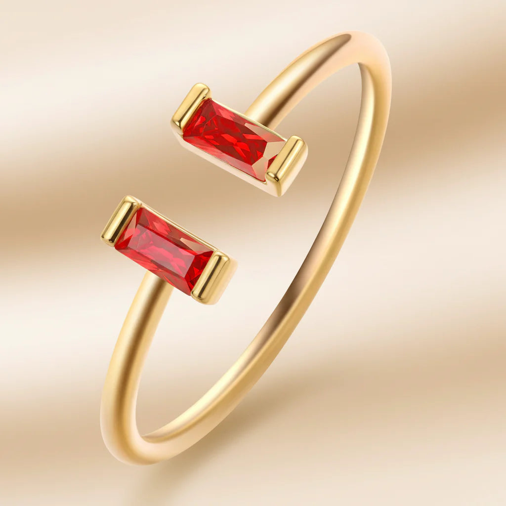 Adjustable Gold Cubic Zirconia Birthstone Ring – Mother's Day Gift
