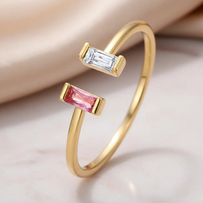 Adjustable Gold Cubic Zirconia Birthstone Ring – Mother's Day Gift