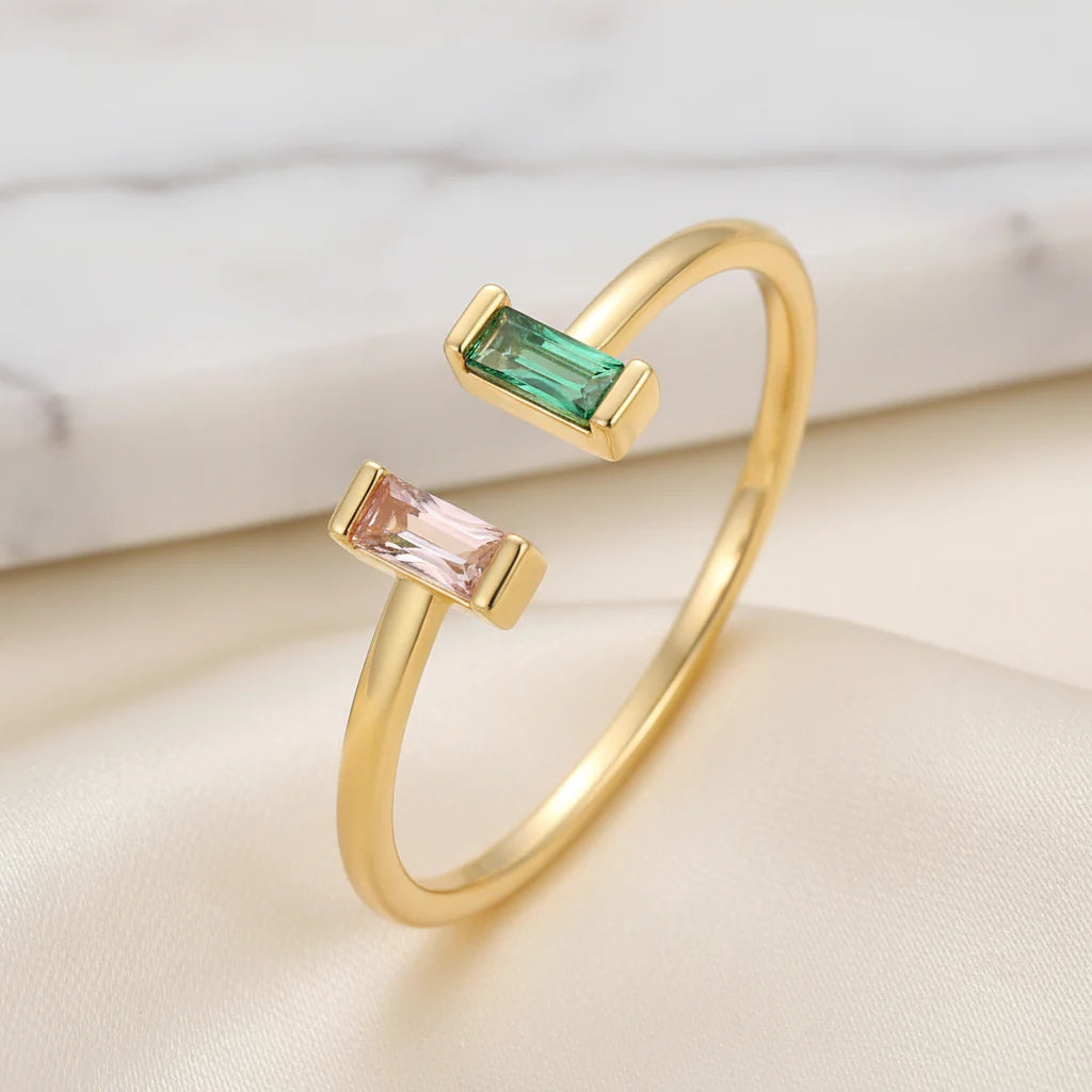 Adjustable Gold Cubic Zirconia Birthstone Ring – Mother's Day Gift