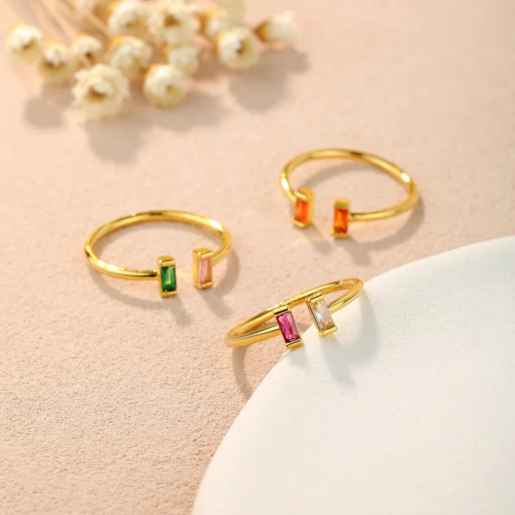 Adjustable Gold Cubic Zirconia Birthstone Ring – Mother's Day Gift