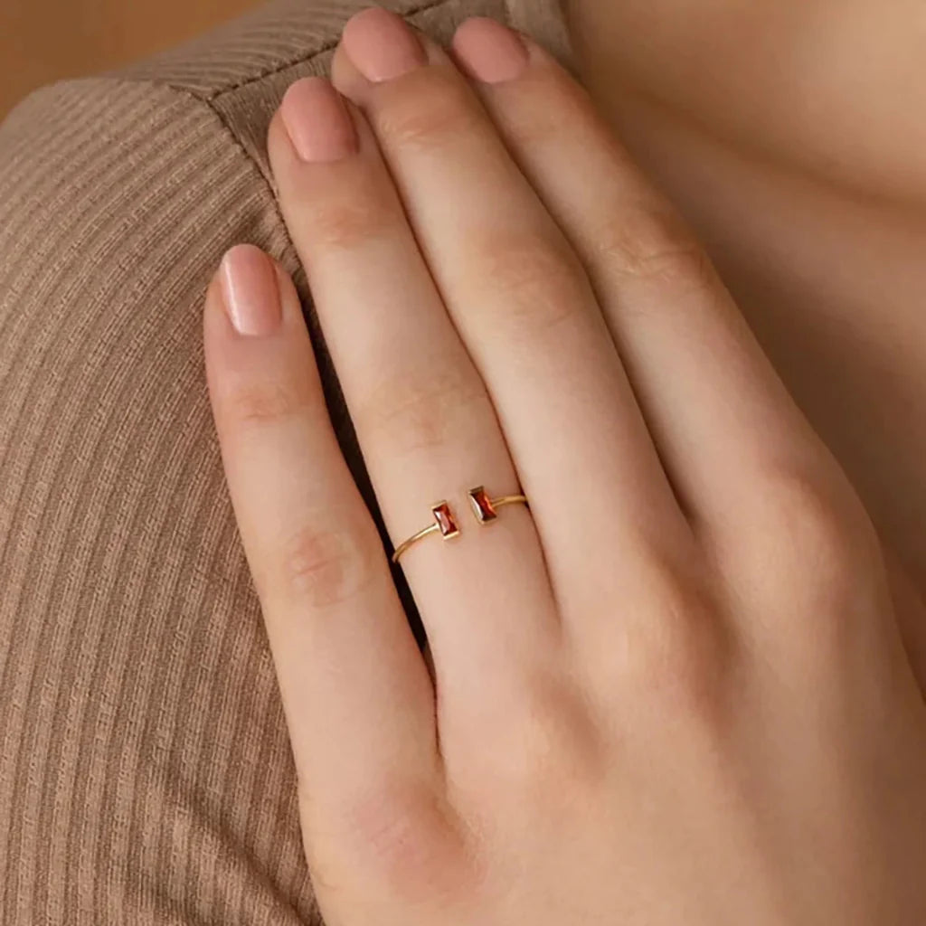 Adjustable Gold Cubic Zirconia Birthstone Ring – Mother's Day Gift