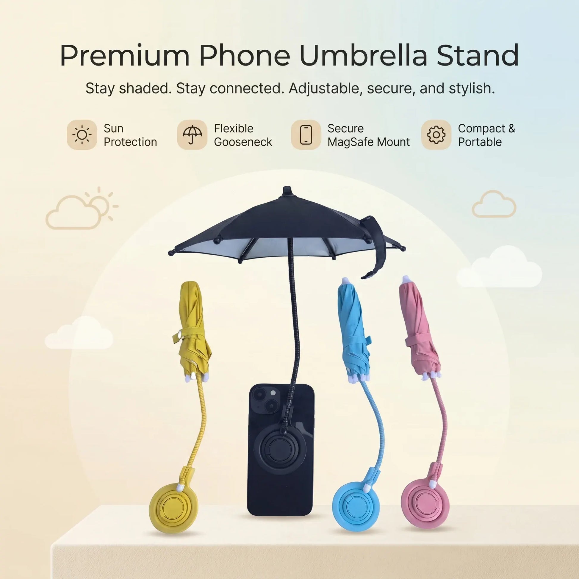 Adjustable Gooseneck Sunshade Umbrella Mount for Phone