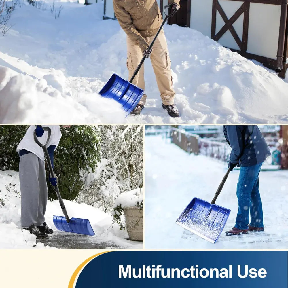 Adjustable Handle Snow Shovel with Wide Plastic Scoop Blade
